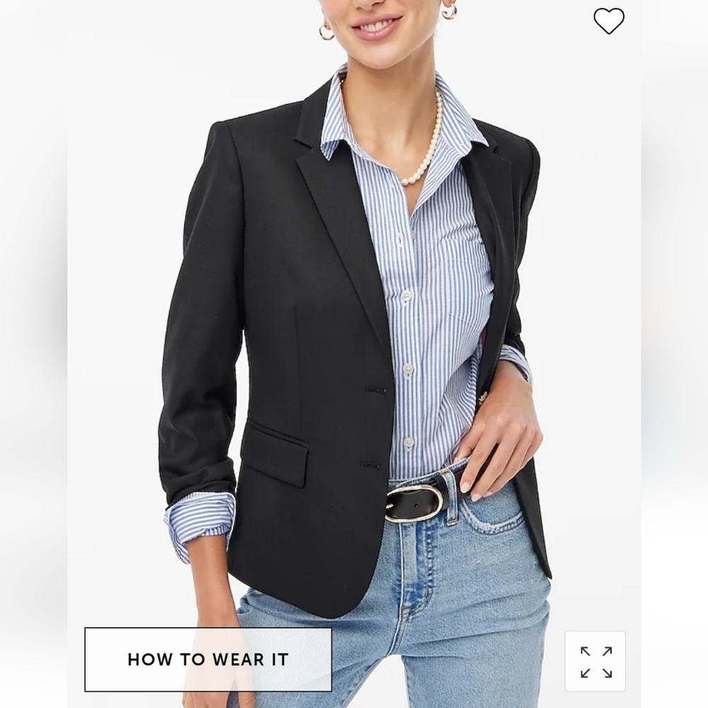 J.Crew Black Wool Paperboy Blazer Modern Prep Academia Style